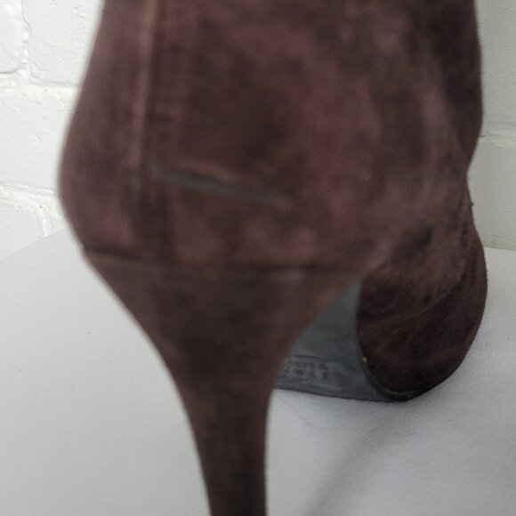 Stuart Weitzman Brown Stretch Suede Heeled Boots Size 7 M - Picture 15 of 15